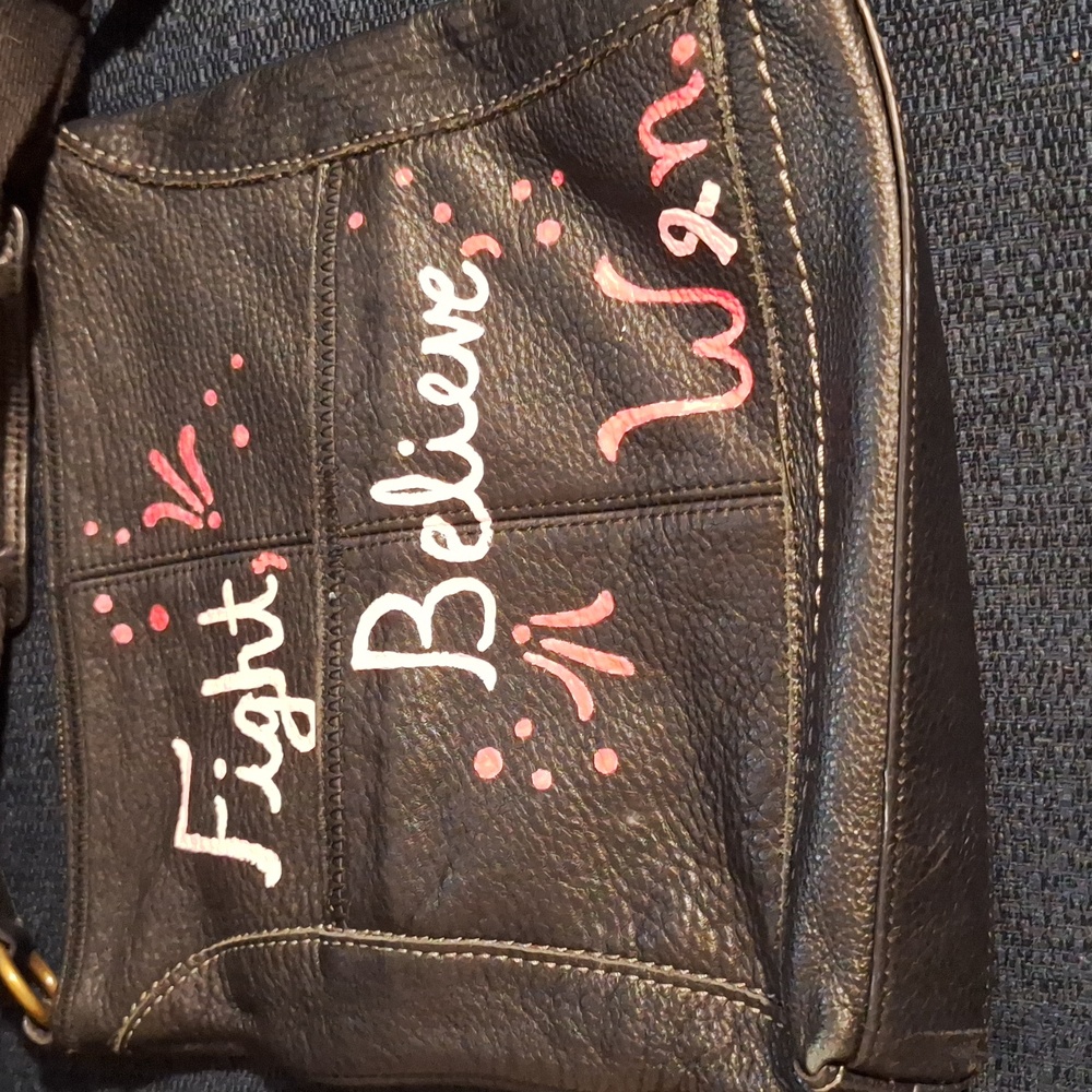 Hand Paint Breast Cancer Awarwneas Shoulder Bag - Picture 5 of 10